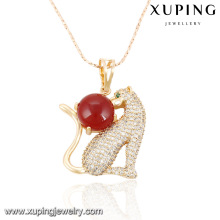 32127-Xuping Colgante de latón con forma de leopardo animal de excelente calidad con perla